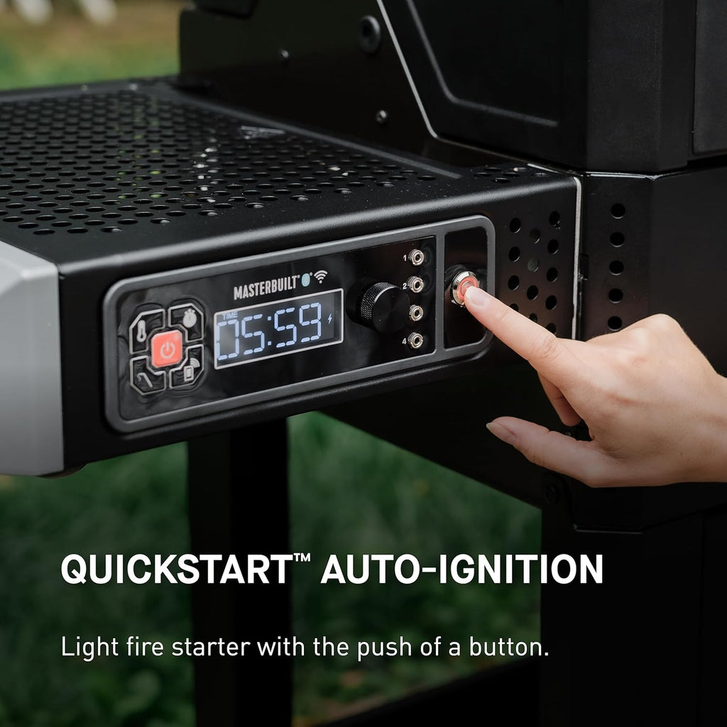 Masterbuilt AutoIgnite 545 Digital Charcoal Grill and Smoker Combo for Easy Grilling, Digital Control, App, Sear Plate, Mini Hopper and 545 BBQ Cooking Square In. in Black