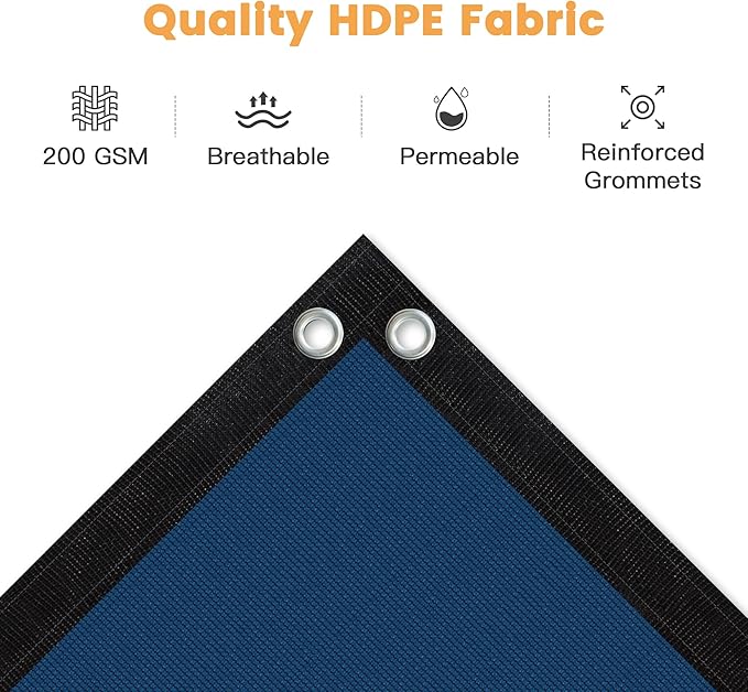 VICLLAX Shade Fabric Sun Shade Cloth with Every 2 FT Grommets for Patio Garden Pergola Cover Canopy 4x5 FT, Dark Blue