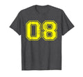Number 08 Eight Varsity Distressed T-Shirt - Minimalist Print for Adults