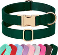 PET ARTIST Soft PU Leather Dog Collar, Bright Color & Durable Dog Collar Leather with Rose Gold Quick Release Metal Buckle, Adjustable Nylon Padded Pet Collars for Medium Dogs, Neck Fit 13-19"