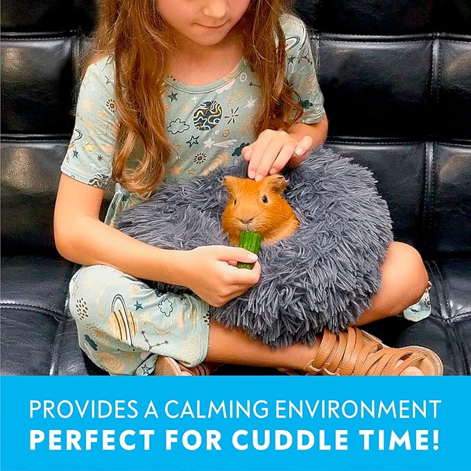 Paw Inspired Furr-O Burrowing Pet Bed with Zip-On Spandex and Fleece Bottoms for Guinea Pigs and Other Small Animals, Cozy Carrier, Hideout Enrichment Toy, Cage Accessories (Light Gray)
