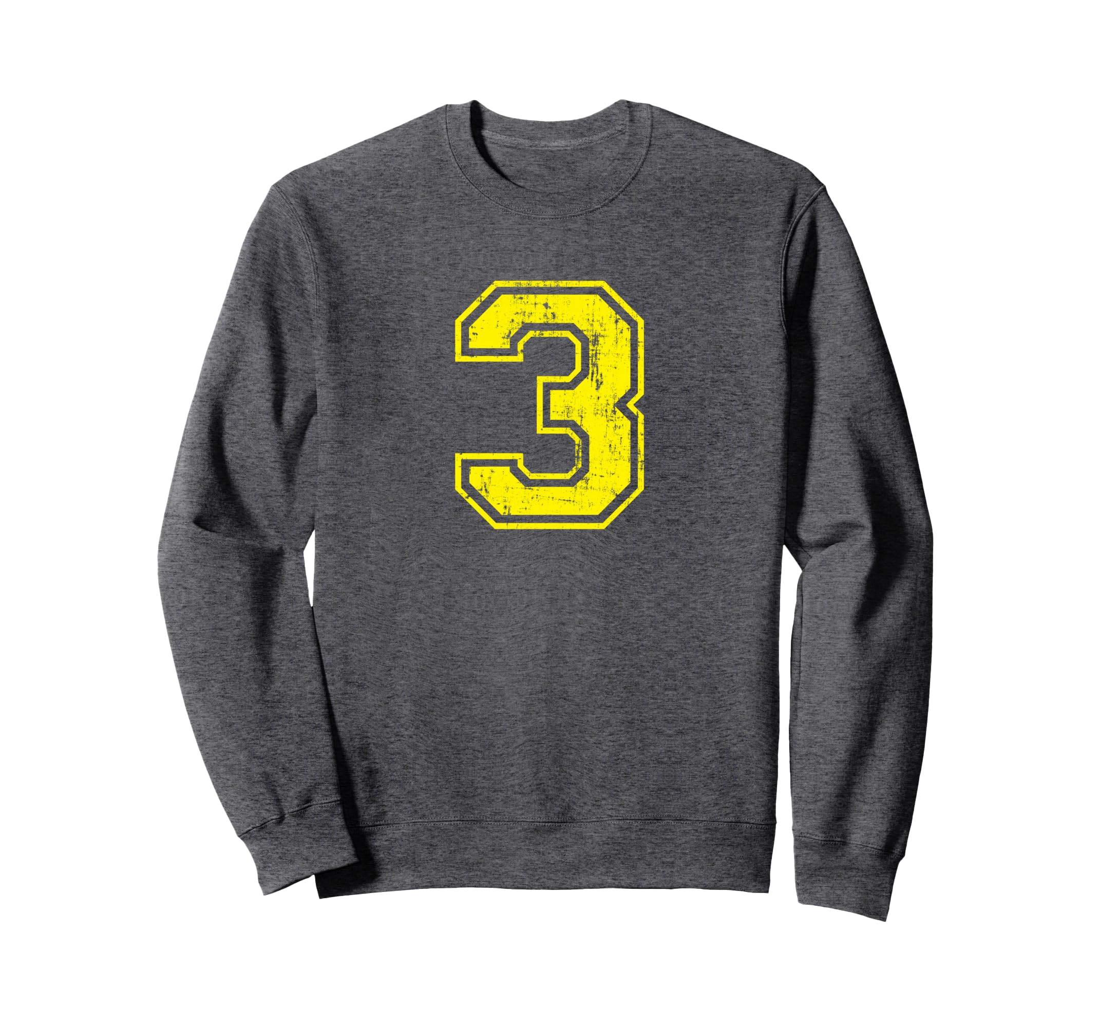 Number 3 Three Varsity Distressed Sweatshirt - Streetwear Style Men Women