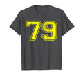 Number 79 Varsity Distressed Sport Team T-Shirt - Minimalist Print Unisex