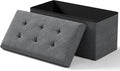 Storage Ottoman Bench, Folding Ottoman Foot Rest, 15 x 30 x 15 Inches, End of Bed Bench,Storage Chest, for Living Room, Bedroom, Hallway, Entryway, Dark Gray