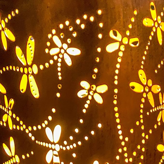 Mothers Day Gifts, 4 Packs Solar Lanterns Outdoor Hanging Lantern Lights, 4 Dragonfly Hollowed-Out Metal Decor Lantern, Waterproof LED Decorative Garden Light Gifts