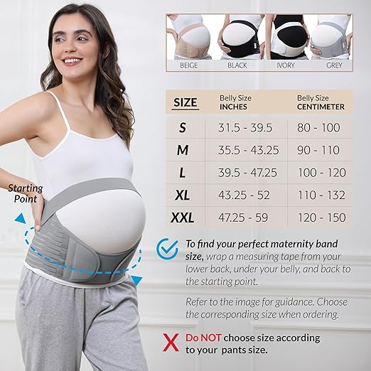 NeoTech Care Pregnancy Support Maternity Belt, Waist/Back/Abdomen Band, Belly Brace (Size XXL, Grey Color)