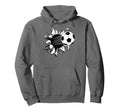 Soccer Ball Crashing Through Fabric Hoodie - Unique Graphic for Adults
