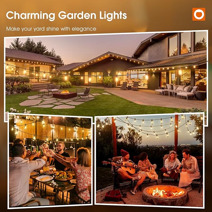 addlon 72FT(2FT Space) LED Outdoor String Lights with 36 Edison Shatterproof Bulbs, Heavy-Duty and Weatherproof Strand, Commercial Grade Patio Lights, Decorative for Patio, Black