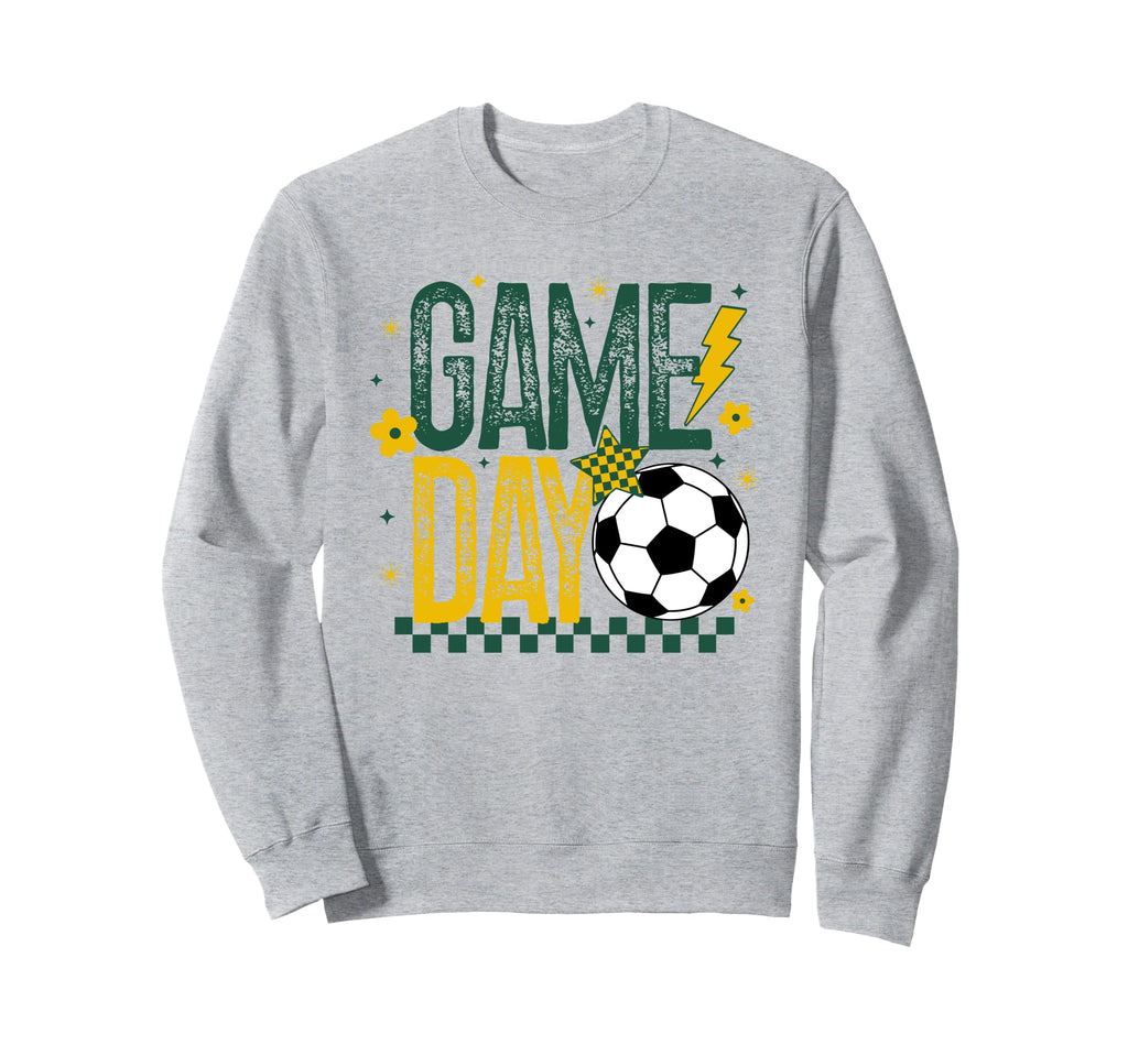 Game Day Soccer Season Green Yellow Sweatshirt - Fun Novelty Design Unisex
