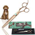 Kenchii Rose Dog Grooming Scissors, 25 Tooth Blending Shears, Dog Scissors for Grooming, Ergonomic Design for Comfort and Precision, Heavy Duty, Durable and Sharp