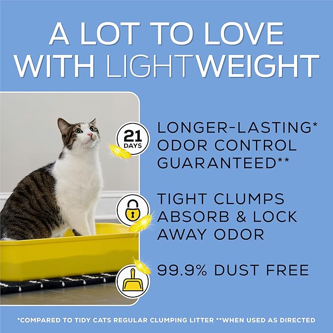 Purina Tidy Cats LightWeight Free and Clean Unscented, Multi-Cat, Clumping, 99.9 Percent Dust Free Cat Litter - 17 lb. Box