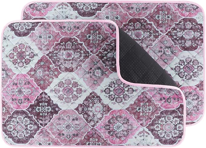 IEUUMLER Washable Pee Pads for Dogs, 2 Pack Reusable Pee Pads for Dogs Non-Slip Grip, Super Absorbent Waterproof Puppy Pads for Potty Training, Playpen, Crate, Whelping Box EU011 Pink, 24x18