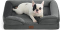 Bedsure Orthopedic Dog Bed Medium Size Dogs - Washable Medium Dog Cat Bed Waterproof, Comfort Pet Couch Sofa with Washable Removable Cover, Pets Bed with Nonskid Bottom, Dark Grey, 28"