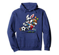 Soccer Easter Bunny Eggs Playing Hoodie - Casual Everyday Wear Unisex