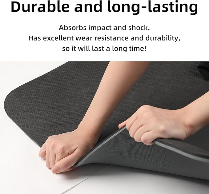 Yoga Mat Non Slip Anti-tear,extra thick-2/5 inch（10MM）High Resiliency Professional POE Yoga Mats for Women Men Kids,72"x24"inch,Workout, Yoga, Pilates and Floor Exercise, with Carrier Strap