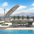 PURPLE LEAF 9 FT Cantilever Patio Umbrella Outdoor Aluminum Offset Square Umbrella with 3 Years Fade Resistance Recycled Fabric and 360-degree Rotation for Deck Pool Garden, Pebble Grey
