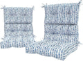 LVTXIII Outdoor High Back Chair Cushions, Seasonal Replacement Adirondack Chair Cushion with Ties, Patio Waterproof Seat Cushions for Home Garden Use (22” W x 20” D, Set of 2, Pebble Blue)