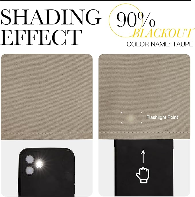 NICETOWN Room Darkening Curtains Panels for Bedroom - Energy Saving Thermal Insulated Solid Ring Top Light Blocking Window Drapes for Flat (Taupe, 2 Panels, 66 x 72 Inch)
