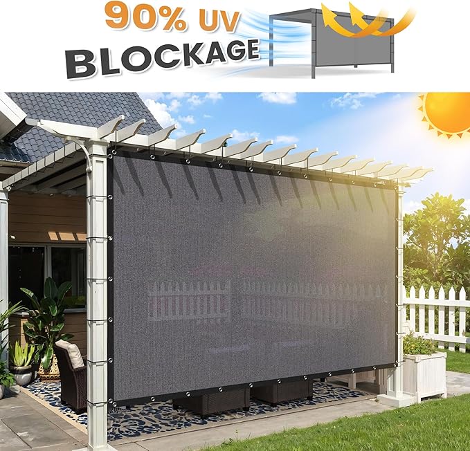 VICLLAX Shade Fabric Sun Shade Cloth with Every 2 FT Grommets for Patio Garden Pergola Cover Canopy 4x4 FT, Grey