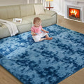 Ultra Soft Rug for Living Room, 8X10 Fluffy Shag Area Rug for Bedroom, Modern Shaggy Carpet Fuzzy Rug for Teens Dorm Nursery Home Decor Aesthetic, Upgrade Anti-Skid Durable, Tie-Dyed Blue Grey