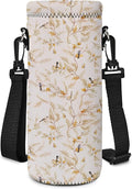RICHEN Neoprene Water Bottle Carrier Bag with Adjustable Shoulder Strap,Insulated Water Bottle Cover for Stainless Steel/Glass/Plastic Bottles