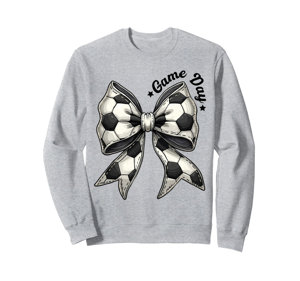 Game Day Soccer Bow Coquette Sweatshirt - Minimalist Print for Adults