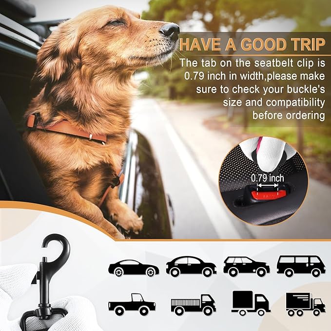 LivTee Dog Seat Belt for Car, Retractable Pet Safety Harness, Adjustable Nylon Dog Seatbelt Leash, Comfortable Dog Accessories for Vehicles (Pink-1PCS)