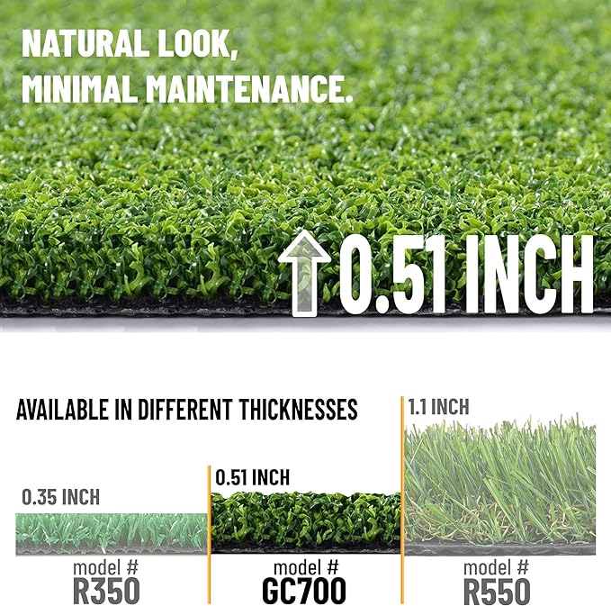 Ottomanson Artificial Turf Golf Hitting Mat 6'6" x 7' Indoor/Outdoor Waterproof Synthetic Fake Grass for Putting Practice Baseball Football Sports Gym Backyard, Custom Size 2' up to 30'