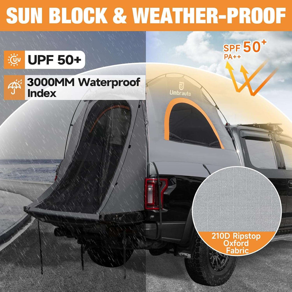 Umbrauto 6.4-6.7FT Truck Bed Tent for 2 Person | 10-Min Quick Setup Waterproof PU3000 Camping Tent for Pickup Trucks