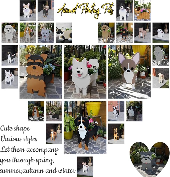 Poodle Dog Planter Plant Pots,Cute Garden Dog Flower Planter,Dog Planters Birthday Gifts for Women,Office,Indoor/Outdoor Decor（9.45 * 8.35 * 13.39in）