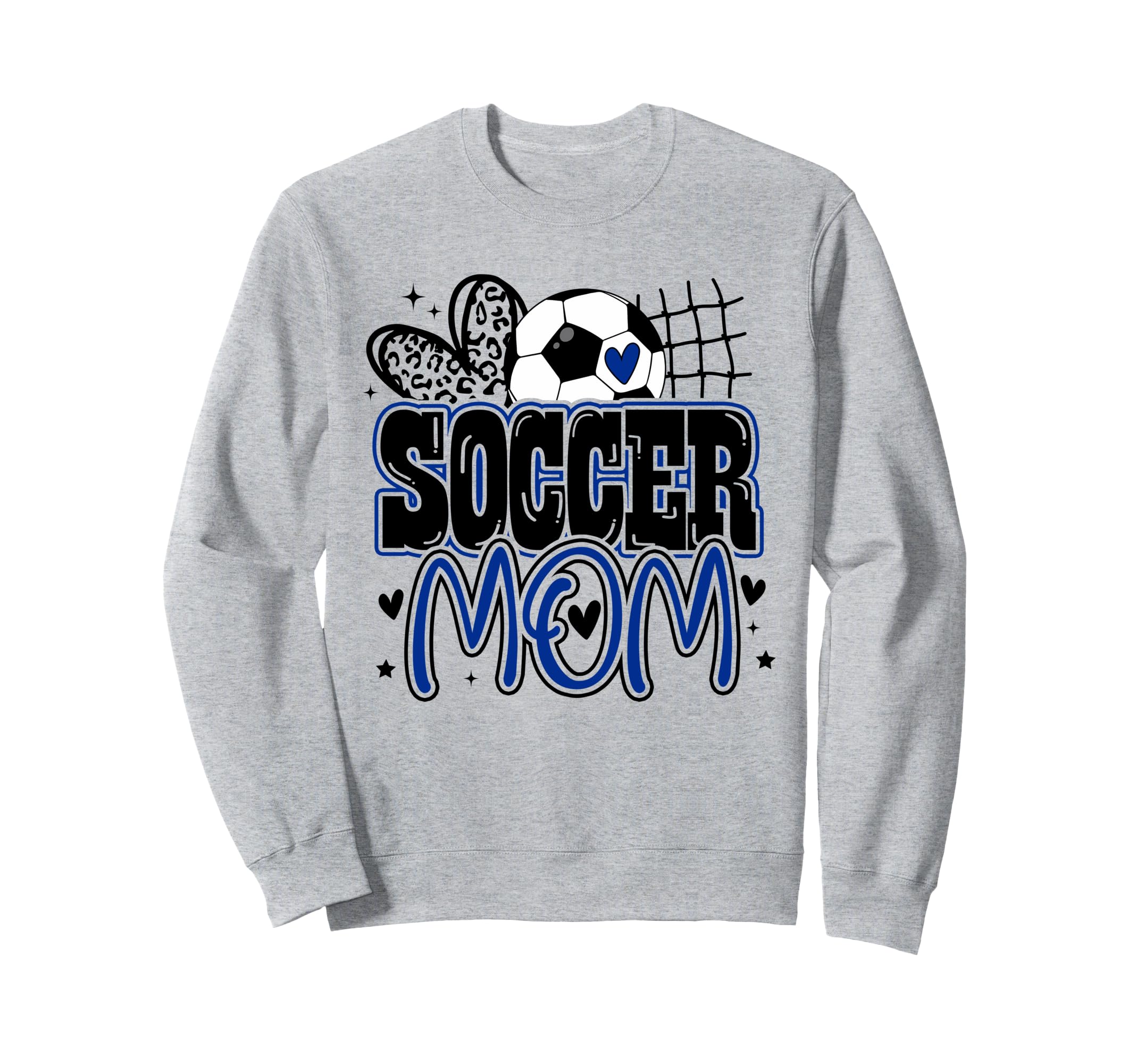 Blue Soccer Heartleopard Soccer Mom Sweatshirt - Trendy Graphic Men Women