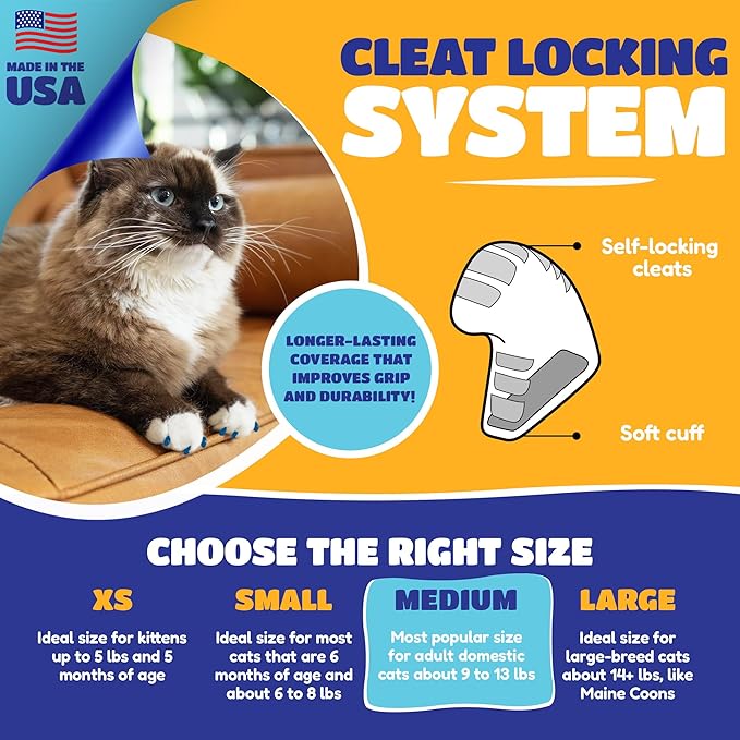 Soft Claws Cat Nail Caps for Medium Cats – (40 Caps, Pride) - Made in USA - Veterinarian-Developed | Protects Furniture & Skin - Easy to Apply, Long-Lasting Anti-Scratch Soft Cat Claw Covers