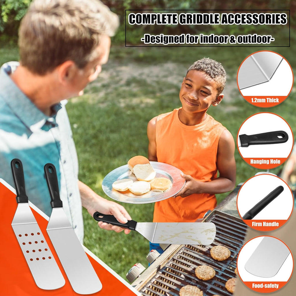 Griddle Accessories Kit,35 PCS BBQ Accessories for Blackstone and Camp Chef,Stainless Steel Flat Top Grill Accessories with Carry Bag,Griddle Dome Spatula Set with Burger Press for Outdoor