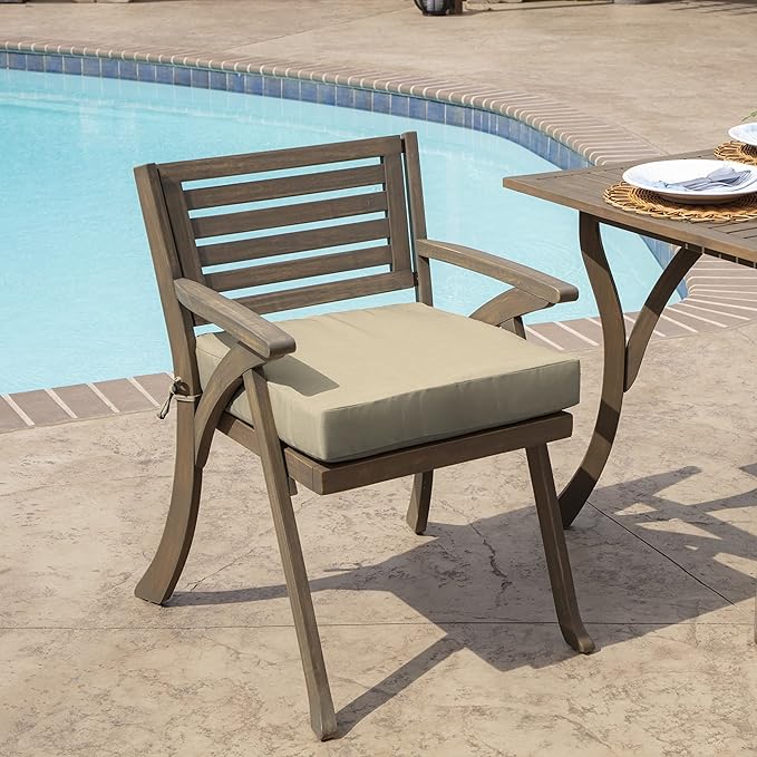 Arden Outdoor Seat Cushion, 19 x 19, Rain-Proof, Fade Resistant Tan Leala