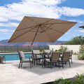 PURPLE LEAF 10' X 13' Patio Cantilever Umbrella Rectangle Umbrella Outdoor with Aluminum Offset Hanging and 360° Rotation for Pool Garden Deck Patio, Taupe