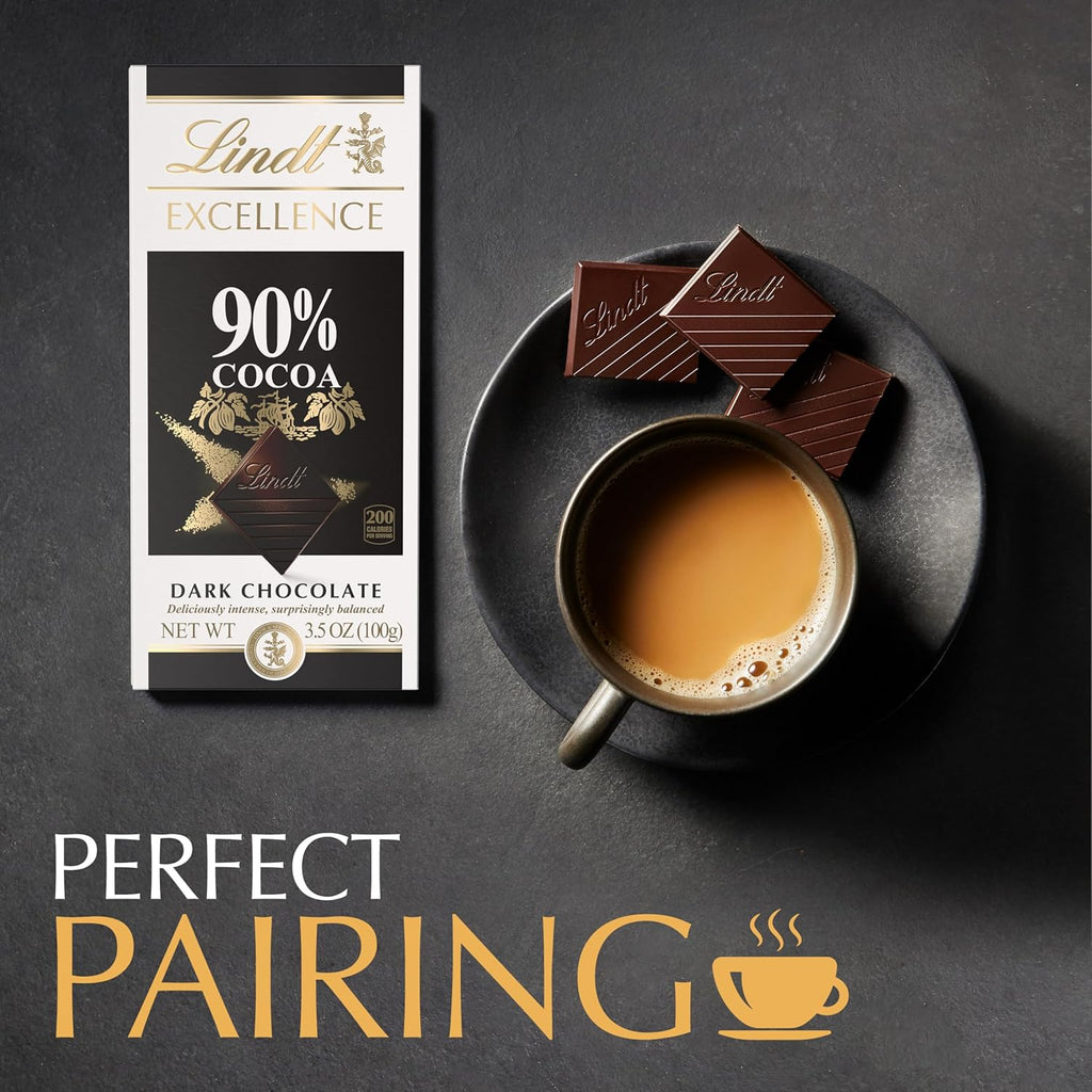 Lindt Excellence 90% Cocoa Dark Chocolate Bar Case of 12 3.5 Oz