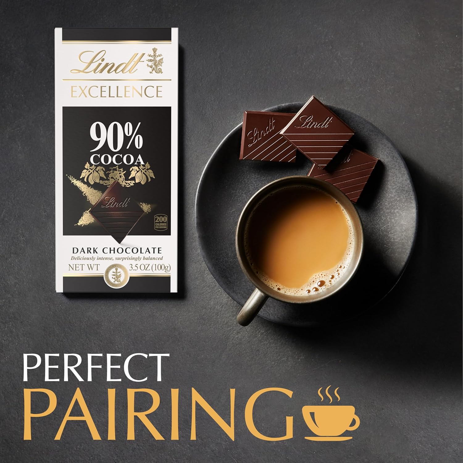 Lindt Excellence 90% Cocoa Dark Chocolate Bar Case of 12 3.5 Oz