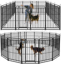 Dog Playpen Outdoor 16 Panels Heavy Duty Dog Fence 47" Height with Thick Pipe Anti-Rust with Doors Portable for RV Camping Yard, Total 36FT, 103 Sq.ft, Snowy Black