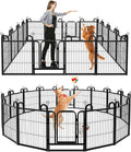Puppy Playpen 16 Panels Small Dog Fence Outdoor Indoor Use 24" Height Anti-Rust with Doors Portable Dog Play Pen for RV Camping Yard, Total 29FT, 68 Sq.ft, Snowy Black