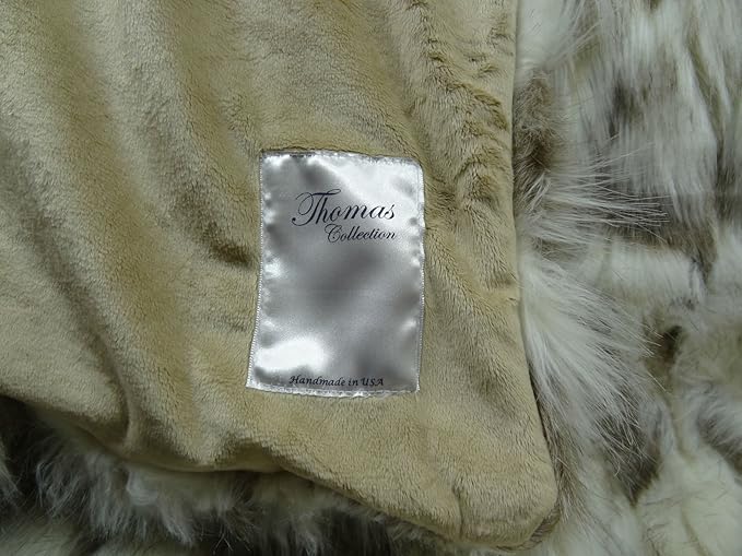 Ivory Beige Luxury Faux Fur Throw Blanket - Tibet Fox Fur - 96W x 110L Bedspread