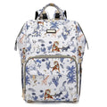 Diaper Bag Backpack, Diaper Bags for Baby Girls Boys, Baby Bags for Moms Dads, Nappy Changing Bag with Insulated Pockets,Multi-functional Waterproof Backpack with Stroller straps-Animal World White