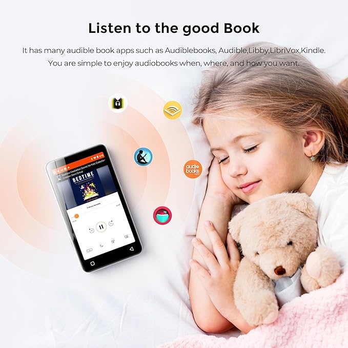 Innioasis MP3 Player with Bluetooth and WiFi, 160GB MP3 Player with Spotify for Kids, 4" Touch Screen Android MP3 MP4 Player with Pandora,Amazon Music,Audible,Libby,Audiobooks(White)