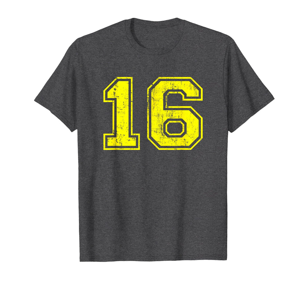 Number 16 Distressed Sport Team Players T-Shirt - Streetwear Style Unisex