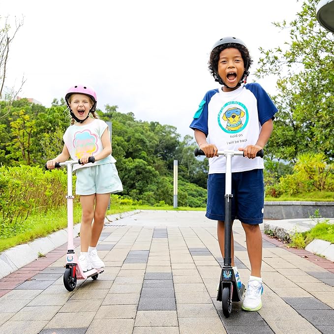 Caroma Electric Scooter for Kids Ages 6-12,150W/180WMotor,10 MPH Max Speed & 7 Miles,Colorful Lights,Adjustable Height & Speed,LED Display,Foldable Kids Electric Scooter 132 Lbs Max Load,Idea Gift