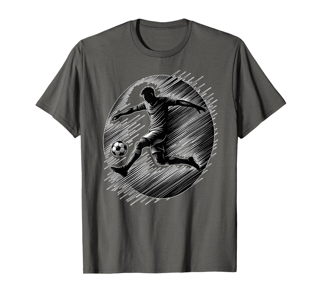 Soccer Motion Teen And Male T-Shirt - Casual Everyday Wear for Adults