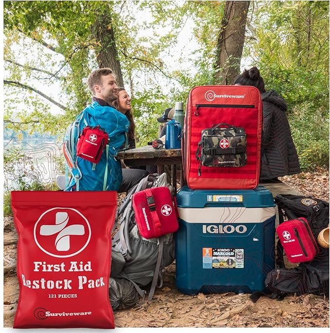Surviveware Comprehensive Premium Survival First Aid Kit | 98 Pcs Comprehensive Survival Medical Emergency Kit for Travel Camping Gear, Home Essentials Outdoor Emergencies