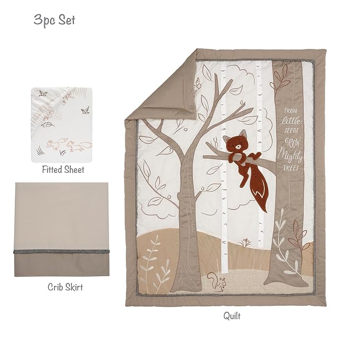 Lambs & Ivy Treetop Fox Woodland Tree Nursery 3-Piece Baby Crib Bedding Set