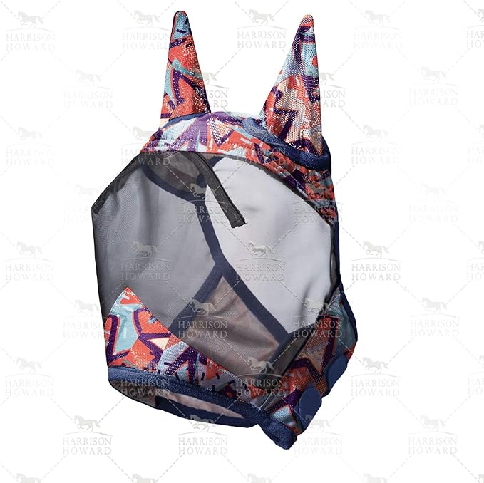 Harrison Howard LumiVista Horse Fly Mask Standard with Ears UV Protection for Horse Abstract Graffiti M Cob