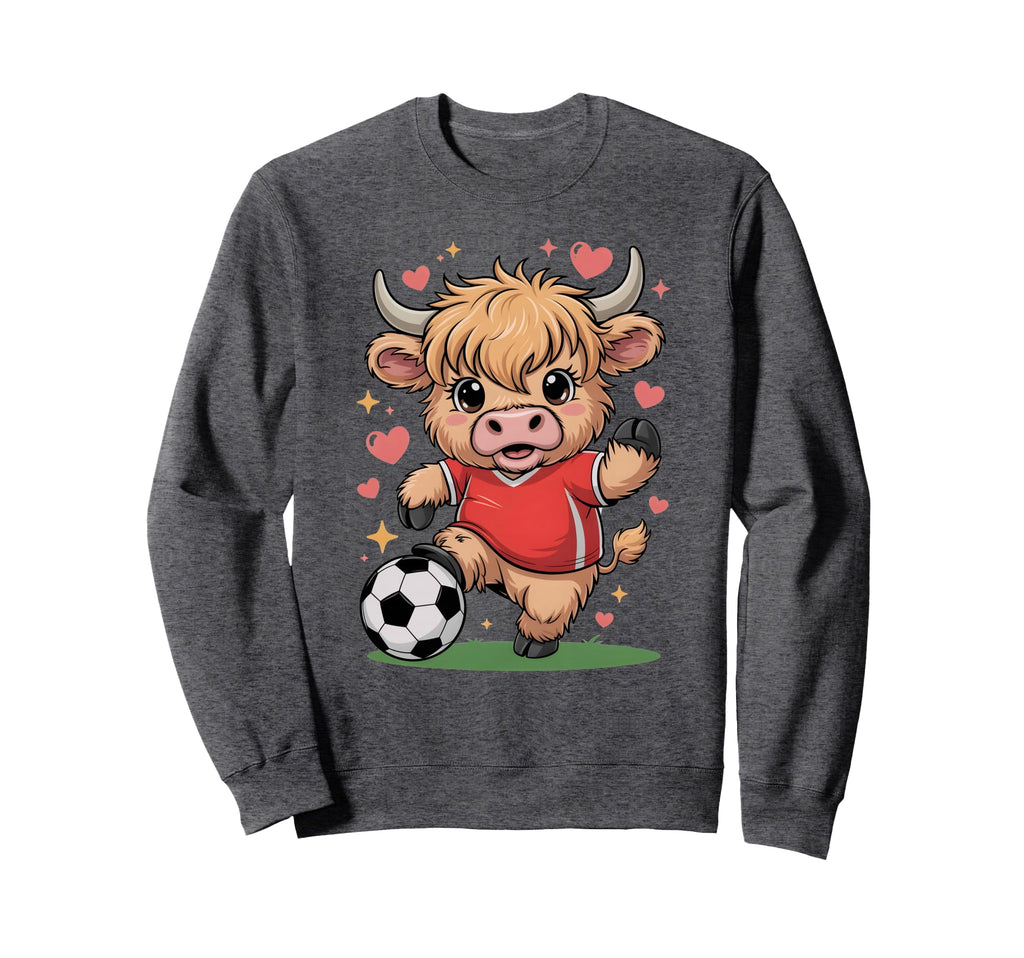 Kawaii Soccer Cow Just Who Loves Sweatshirt - Unique Graphic Unisex
