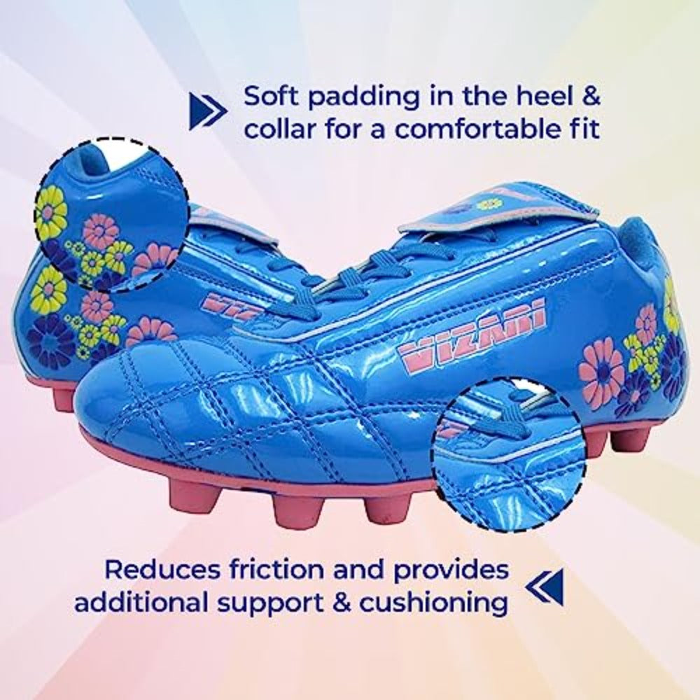 Kids Blossom Firm Ground Soccer Cleats – Blue/Pink